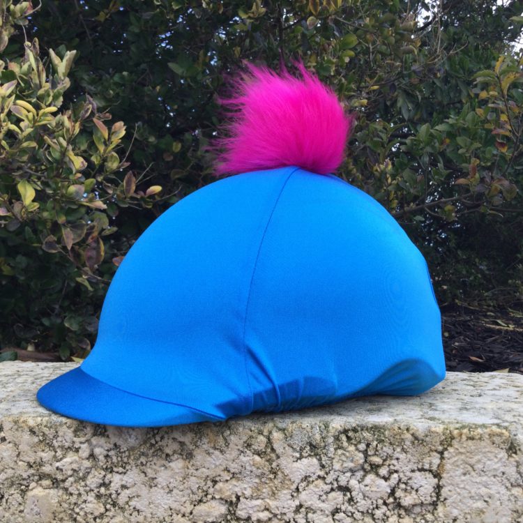 helmet-cover-turquoise-pink-pom-pom