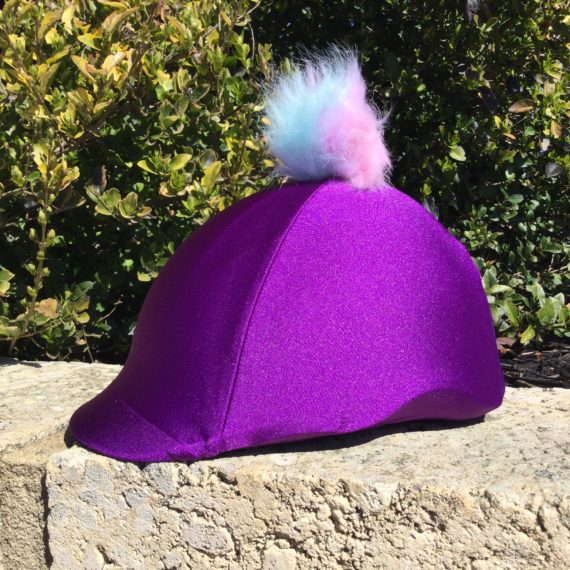 Helmet Cover Purple with gelato pom pom