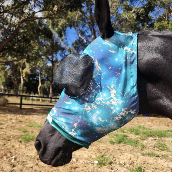 ocean-marble-petrol-metallic-trim-lycra-horse-fly-mask-up-to-90%-uv-buggez-bugeyes