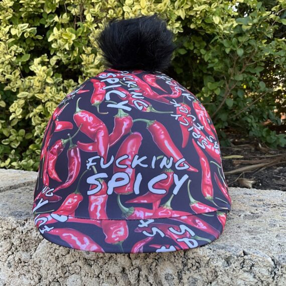 Helmet Cover F*cking Spicy with detachable black pom pom