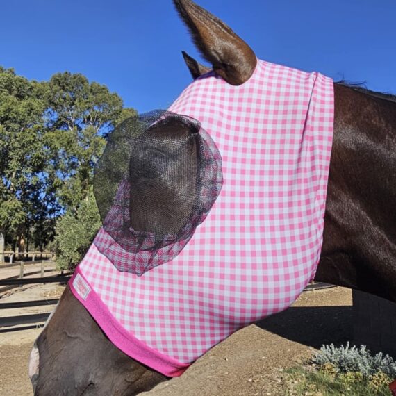 Small Mini size Pink Gingham, pink trim with 90% UV TOUGH MESH