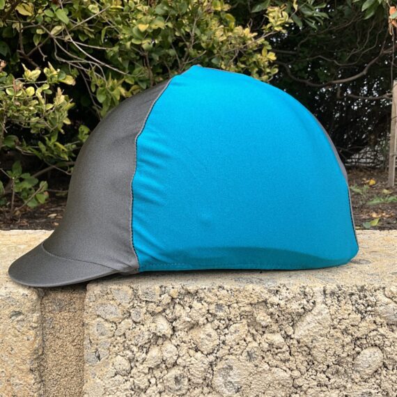 dark-grey-steel-turquoise-horse-riding-helmet-cover-buggez-bugeyes