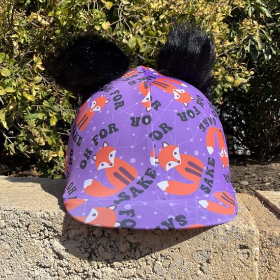 Helmet Cover Purple For Fox Sake with 2 black pom poms