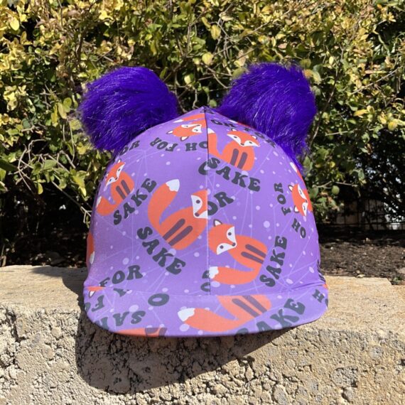 Helmet Cover Purple For Fox Sake with 2 purple pom poms