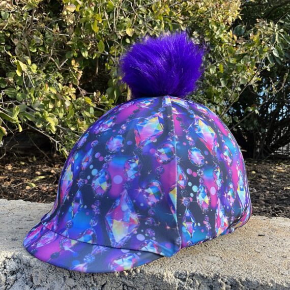 Helmet Cover Gemma with detachable purple pom pom