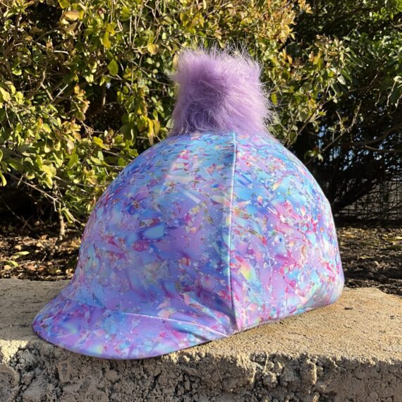 Helmet Cover Confetti with detachable lilac pom pom