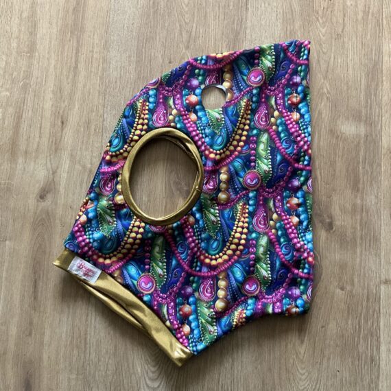 Pony size Mardi Gras, gold metallic trim NO MESH