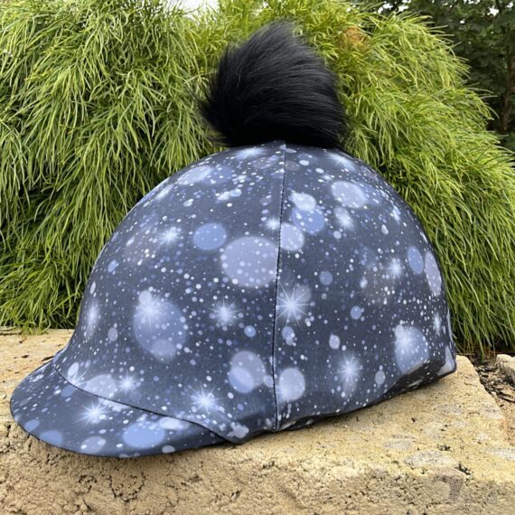 Helmet Cover Grey Dust with black detachable pom pom