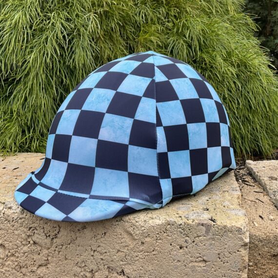 Helmet Cover Blue Watercolour & Black Check