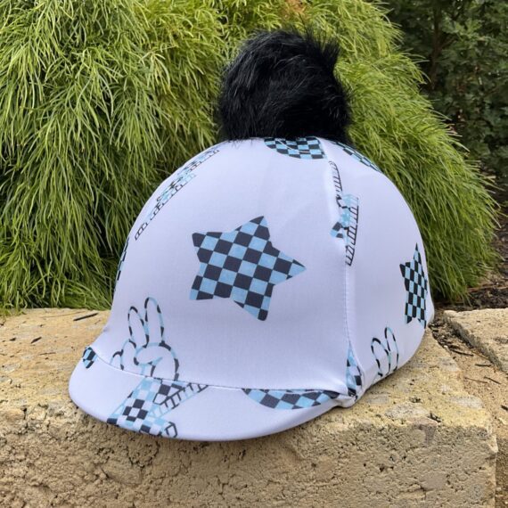 Helmet Cover Happy Face with detachable black pom pom