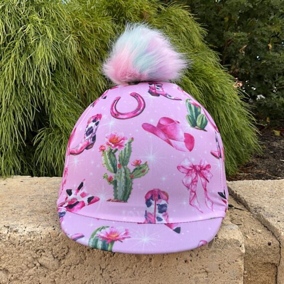 Helmet Cover Cowgirl Boots with gelato detachable pom pom