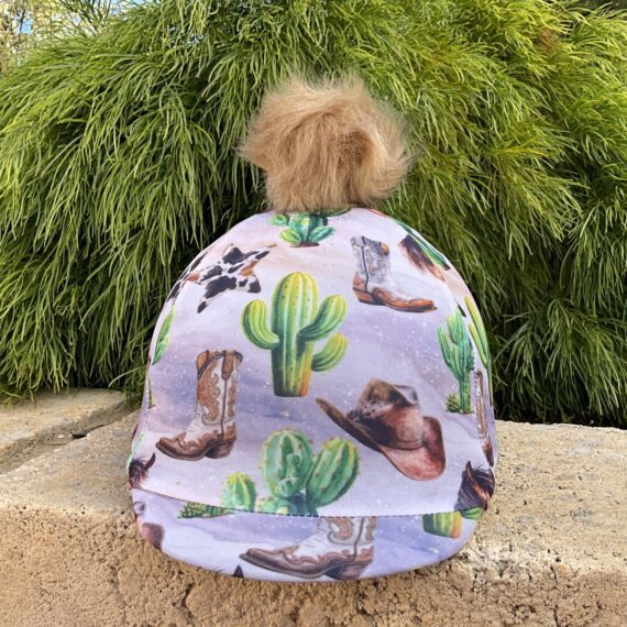 Helmet Cover Cowboy with tan detachable pom pom
