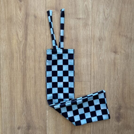 watercolour-blue-black-check-lyrcra-tie-in-tail-bag-for-horses-buggez-bugeyes