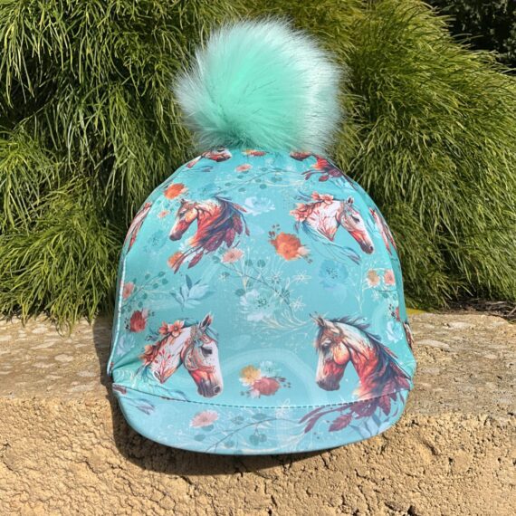 Helmet Cover Wildhorse with detachable spearmint pom pom